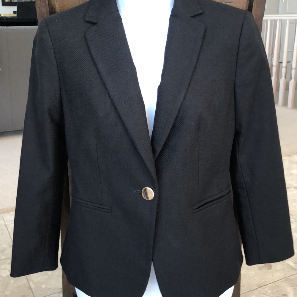 Ann Taylor Black Single-Button Notch Lapel Blazer